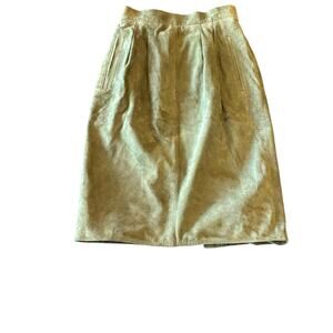 Liz Claiborne Suede Mini Skirt Sz. 2,  Olive Army Green, Grunge, Luxury, Leather